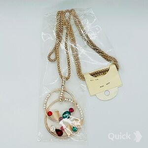 Over Double Circle Pendant Necklace